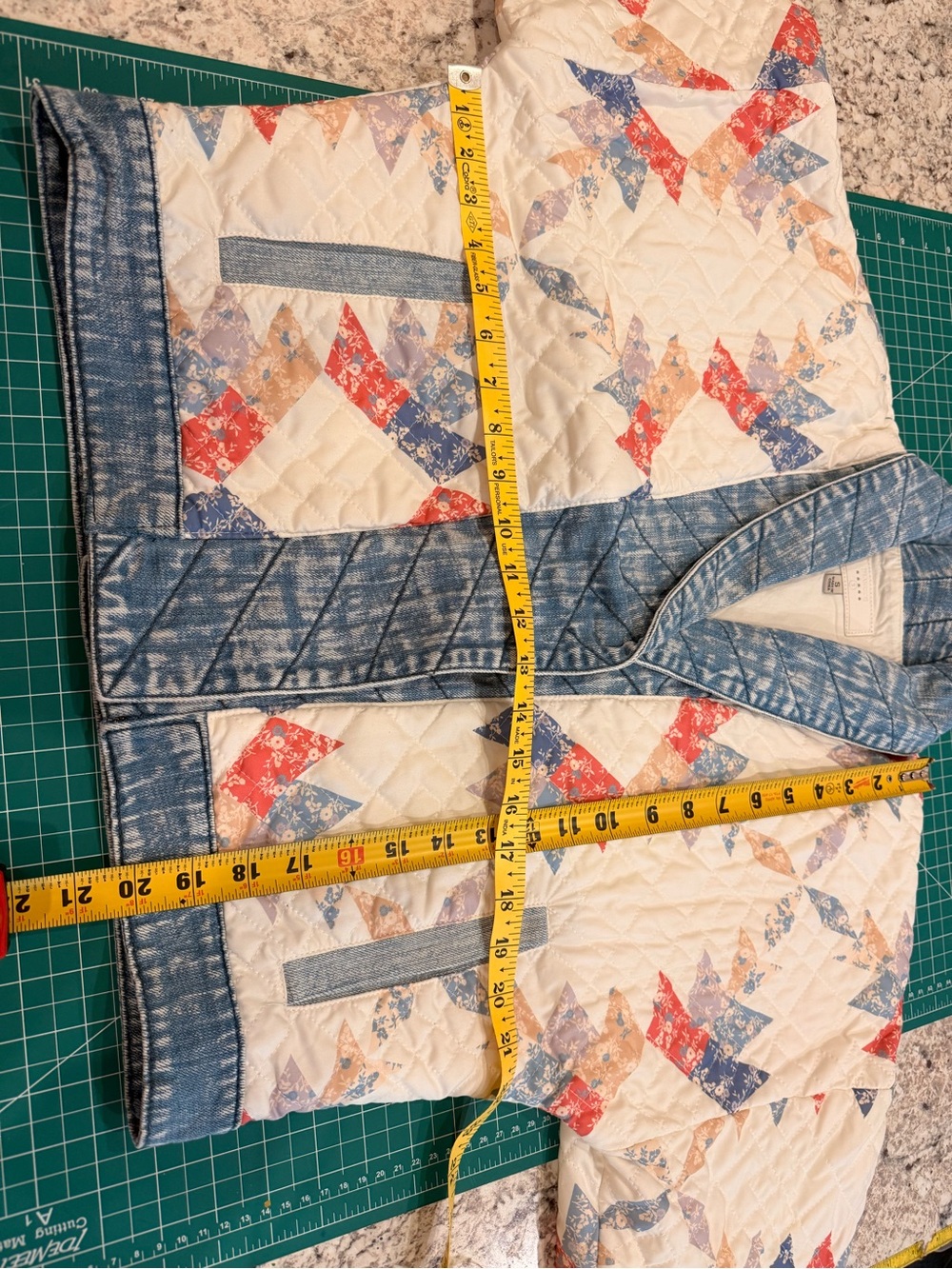 BLANKNYC Quilted Patchwork Jacket S Floral Denim Trim Cottagecore - Picture 3 of 9